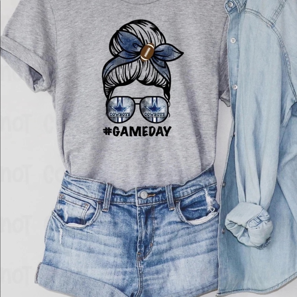 COPY - Dallas Cowboys Splatter Paint Blue & White Tshirt Mom Life Game Day Size…
